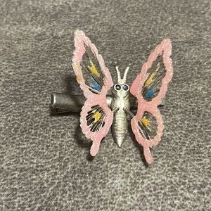 90's Vintage Blue/Silver Moving Wings Butterfly Clip